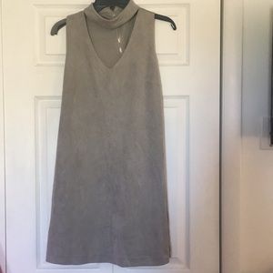 Gray Suede v-neck dress
